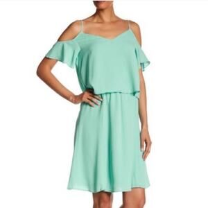 Cooper & Ella Seafoam Cold Shoulder Ruffle Tiered Dress Small NWT